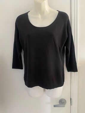 Bebe Y2K Classic Black Top with 3/4 Length Sleeves in Nylon/Rayon Size Medium